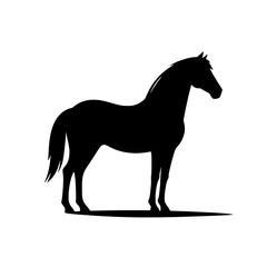 Equestrian Silhouette: A striking silhouette of a horse stands majestically, its powerful form outlined against a clean background. Its flowing mane and tail add a sense of elegance and grace.