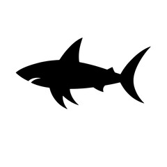 Fototapeta premium Shark Silhouette: A bold, minimalist silhouette of a shark, a powerful symbol of strength, speed, and the ocean's untamed power. Perfect for designs needing a strong, iconic image.