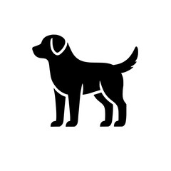 Loyal Companion: A simple yet powerful black silhouette of a dog standing tall, capturing the essence of canine loyalty and companionship. This graphic icon is perfect for pet-related businesses.
