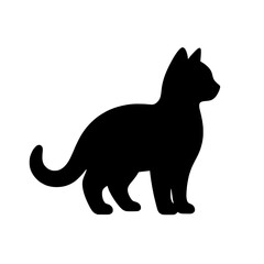 Silhouette of a Cat: Elegant black silhouette of a cat, poised and graceful, perfect for design projects needing a touch of feline mystique. 