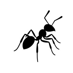Black Ant Silhouette: A stark, graphic silhouette of a single ant, showcasing intricate details of its legs and body against a clean background.