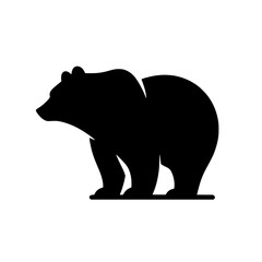 Majestic Bear Silhouette: A powerful and majestic bear silhouette, rendered in a bold black against a clean background, conveying strength, wildness, and untamed power.  