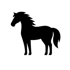 Majestic Stallion Silhouette: A strong, elegant silhouette of a horse, standing proud and poised, ideal for logo designs, equestrian themes, and minimalist artwork. 