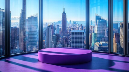 Purple Platform Showcases Stunning New York City Skyline View