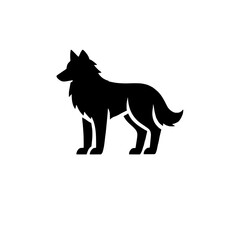 Wolf Silhouette Icon: A powerful and iconic wolf silhouette, perfectly isolated against a clean background, ready for use in logos, illustrations, or design projects.  