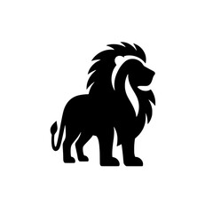 Majestic Lion Silhouette: A powerful and majestic lion silhouette, a symbol of strength, leadership, and pride, stands proudly in profile.  The black silhouette is set against a clean background. 