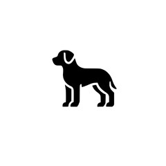 Dog Silhouette Icon: A simple yet powerful silhouette of a dog, captured in a minimalist design. Perfect for pet-related projects, branding, or app icons.  