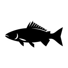 Silhouette of a Fish:  A bold, black silhouette of a fish, showcasing its streamlined body and distinct fins against a clean background.