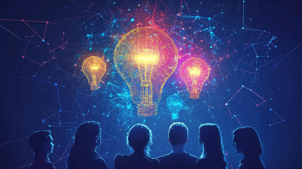 An innovative startup team utilizes digital mind maps to plan, showcasing the integration of technology in their approach.