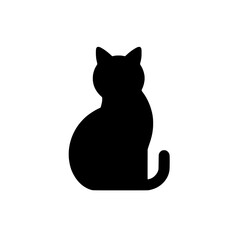 Silhouette of a Sitting Cat: A minimalist black silhouette of a cat sitting gracefully, perfect for design elements, icons, or illustrations.