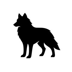 Wolf Silhouette: A striking silhouette of a wolf stands tall against a stark background, its powerful form and piercing gaze captured in a minimalist design.