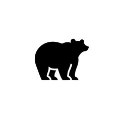 Obraz premium Bear Silhouette Icon: A bold and simple silhouette of a bear, ideal for branding, logos, and design projects. It evokes strength, wilderness, and resilience.