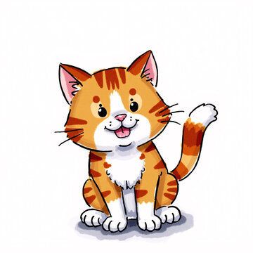 A cute illustration of a Pixie-Bob cat