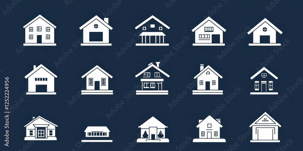 Aufkleber Vector icons illustrating property development stages from design to construction. 