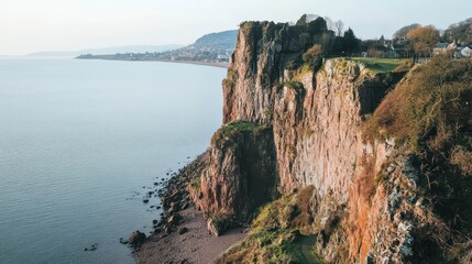 Majestic Coastal Cliffs: A Breathtaking View of  Oceanside Red Rock Formations