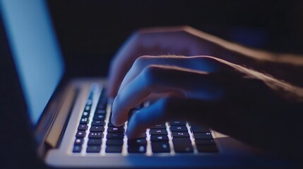 Night Typing: Illuminated Keys and Focused Hands