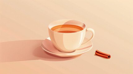 minimalist teacup with cinnamon tea, evoking warmth and comfort