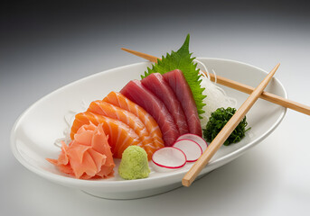 Prato Elegante de Sashimi de Salmão e Atum