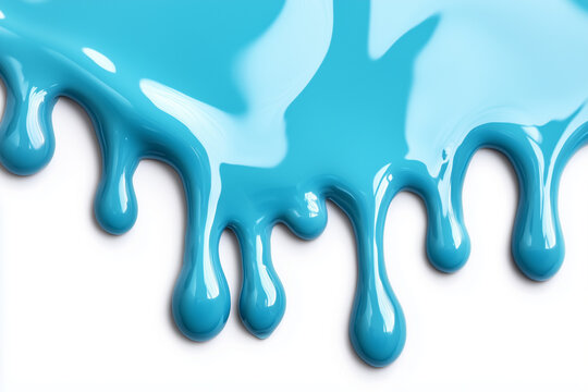 Blue slime dripping isolated on a white background