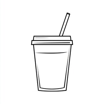 recommend clip art: Simple outline of disposable coffee cup with straw