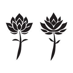 vector set of black and white flowers