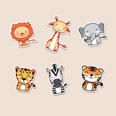 Cartoon animals bundled together in vector illustration, colorful and joyful design
