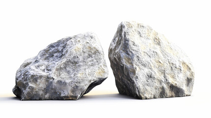 Obraz premium Two rocks, studio shot, white background, landscaping design. Metamorphic Architecture. Illustration