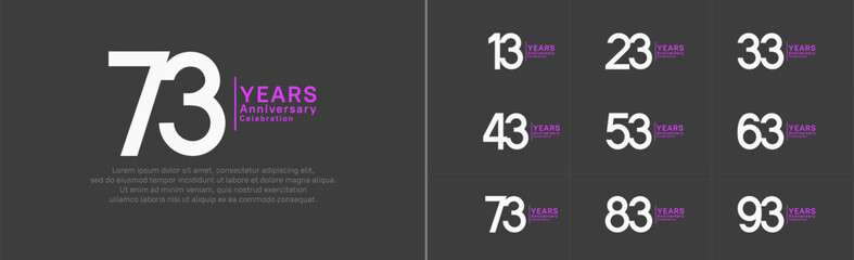 anniversary logo set. vector design white and purple color can be use for special moment