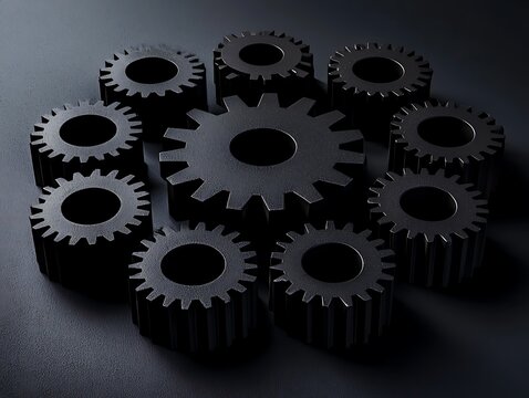 A sleek minimalist composition cogs for synchronized productivity and growth