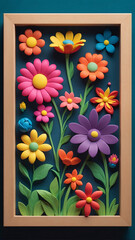 Bright and Colorful Plasticine Flowers for Kids Rooms and Playroom Wall Art Decorations