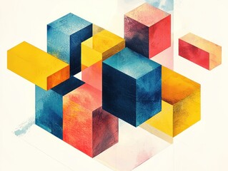 Obraz premium An abstract design geometric blocks forming a collaborative team network