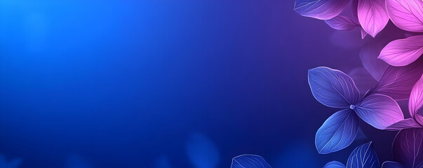 Blue pink leaves banner design