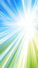 Obraz premium Bright sun rays over green field