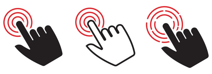  Cursors icons click set. Click icon line touch finger symbol vector eps 10