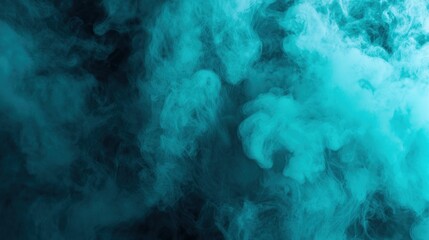 Ethereal turquoise smoke swirling against a dark backdrop, creating a mystical atmosphere