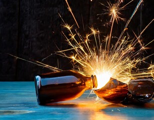 Shattering Dark Glass Bottles to Reveal Glowing Lights Inside