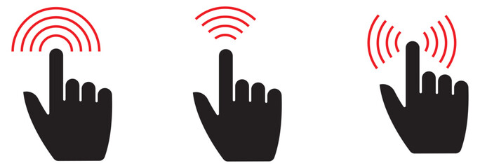  Cursors icons click set. Click icon line touch finger symbol vector eps 10