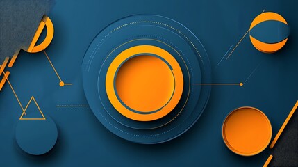 Obraz premium Abstract Geometric Design Featuring Orange and Blue Circles