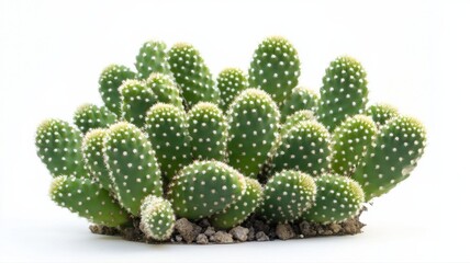 Lush Green Cactus Plant with Spines on a White Background