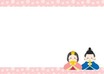 ひな祭りのフレーム、お雛様とお内裏様の挿し絵04