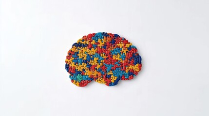 Colorful Mosaic Brain Design On White Background