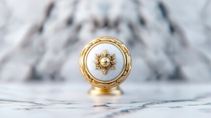 Naklejka premium White and gold cabinet knob on marble