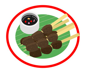 Vector illustration of "Sate Kambing" (Indonesian Lamb/Mutton/Chevon Skewers)