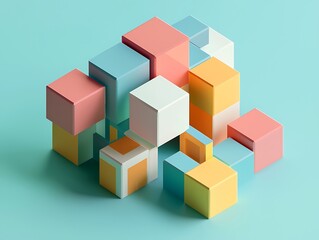Obraz premium An abstract design geometric blocks forming a collaborative team network