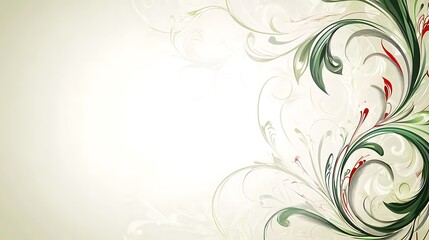 Abstract Green Red Floral Design Background