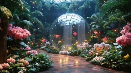 Enchanting Garden Waterfall Sphere Oasis