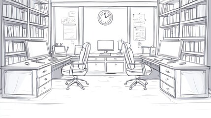 Sketch of a Shared Office Workspace