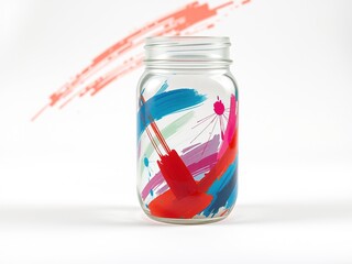 Fototapeta premium Mason Jar Masterpiece: Abstract Art in a Rustic Vessel
