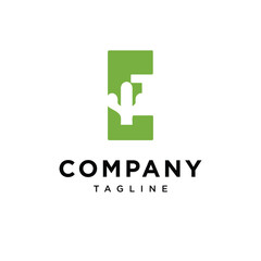 Letter E cactus Logo Icon Vector