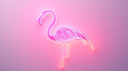 Pink neon flamingo, pastel background, summer vibe, website design